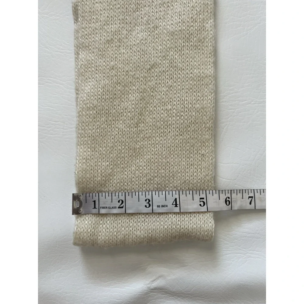 Hansen Vintage Embroidered Knit Scarf Fringe Cottagecore Ivory Boho Cozy Grandma